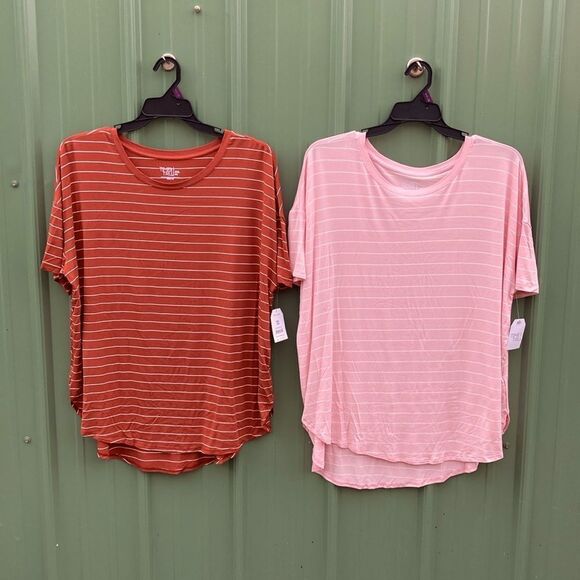 Elongated Soft Crewneck Tunic T-Shirts 2-Pack Size XXL - Picture 1 of 12